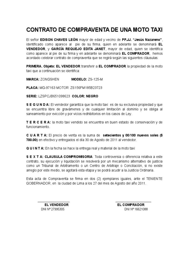 Contrato de compraventa de taxi - Qué tipo de contrato se le hace a un taxista contrato de compraventa de taxi - Qué tipo de contrato se le hace a un taxista